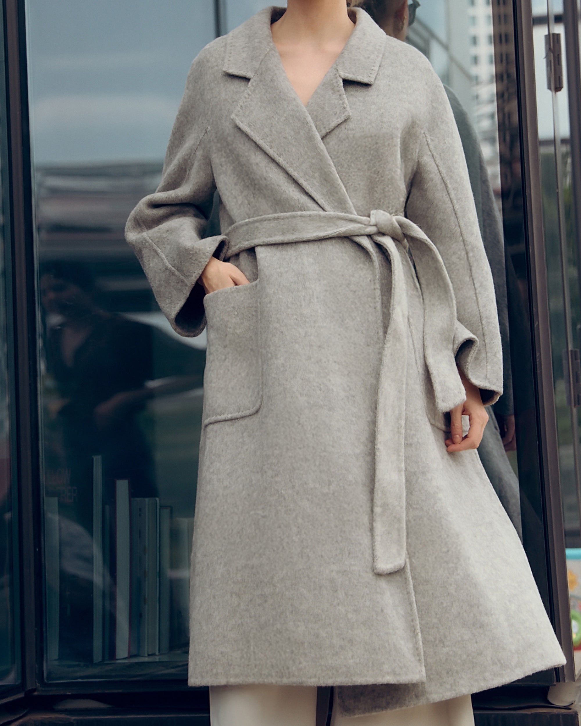 Gray Wool Robe Coat