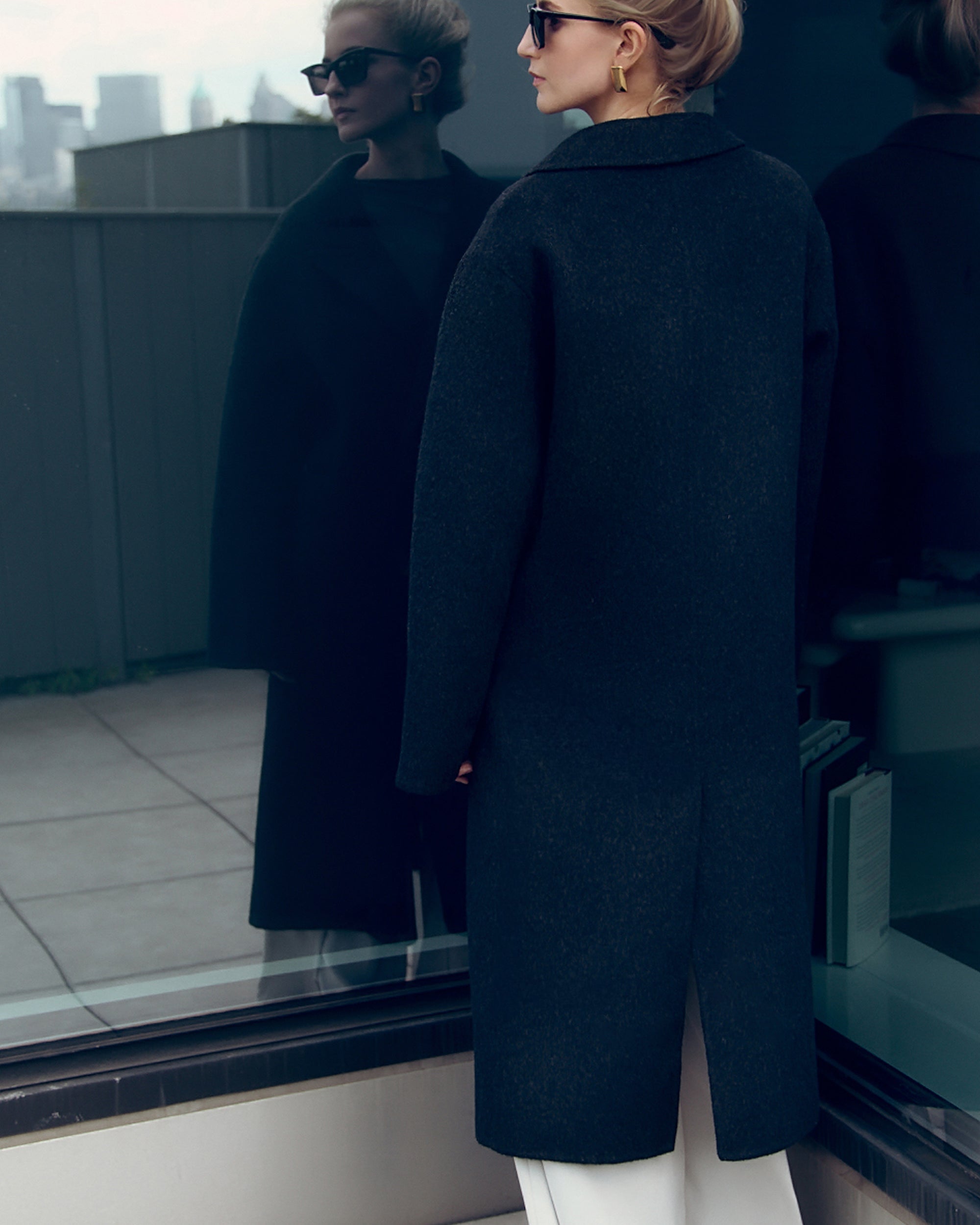 Black Double Breasted Wool Coat