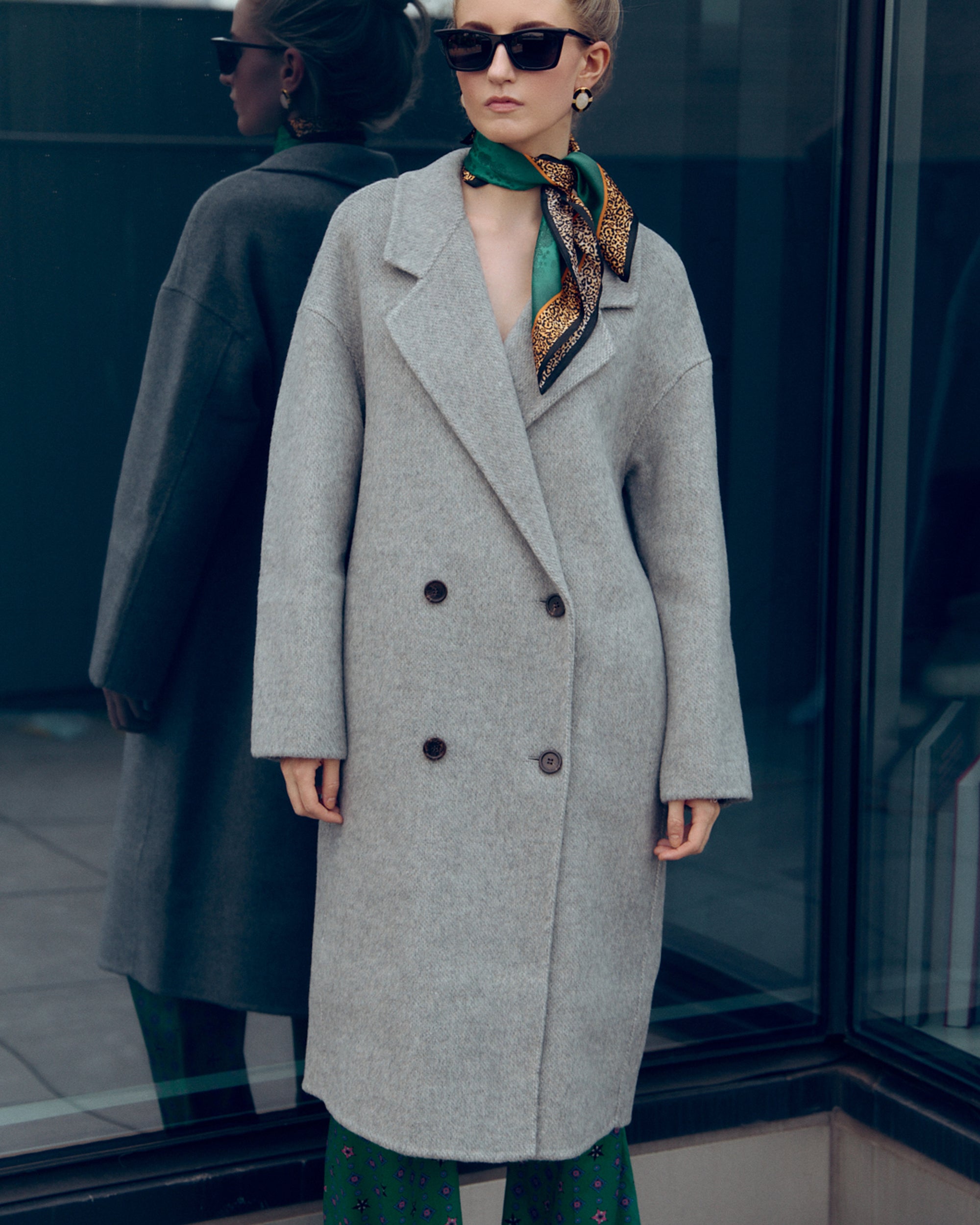 Black Double Breasted Wool Coat