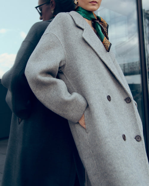 Gray Double Breasted Coat