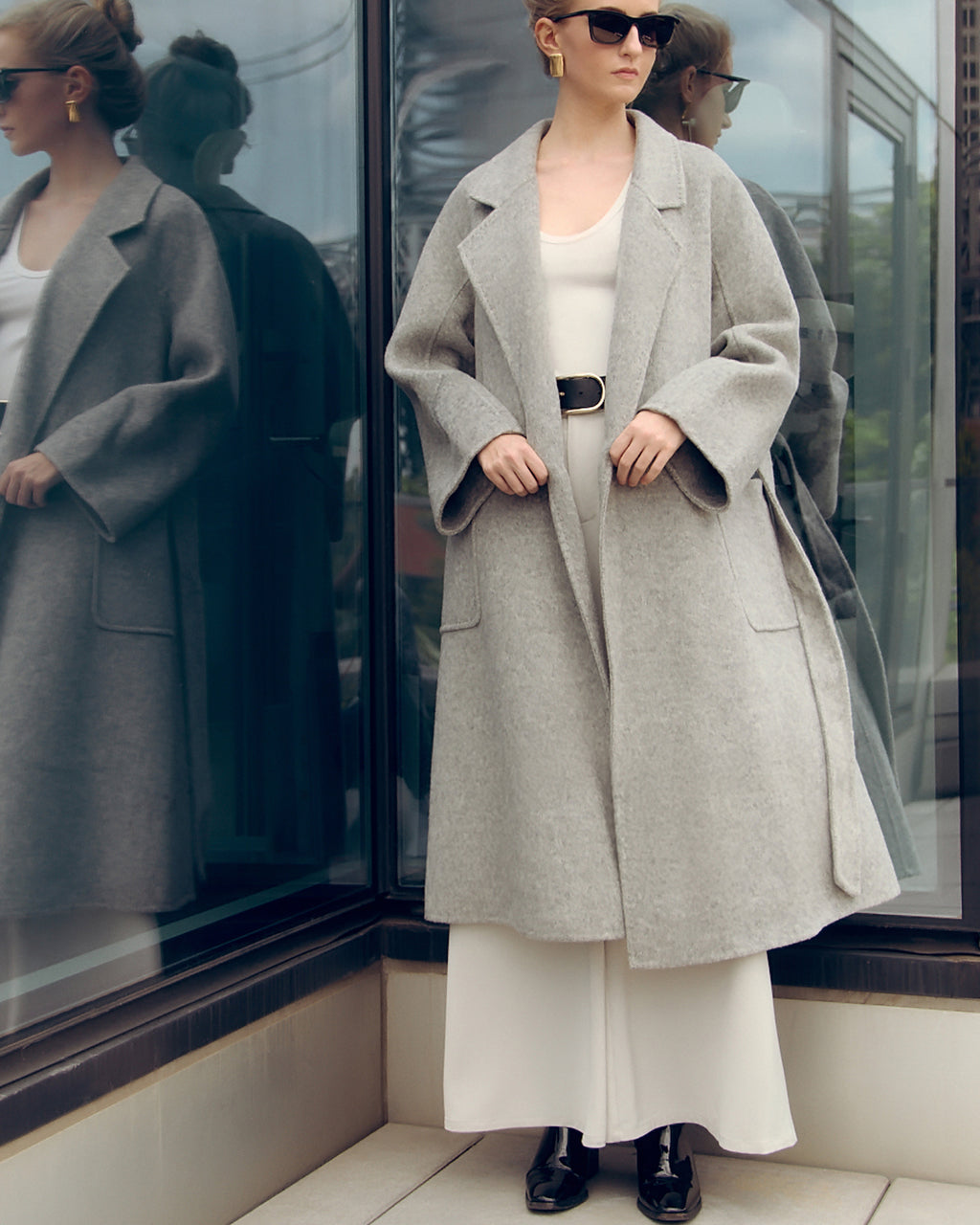 Gray Wool Robe Coat